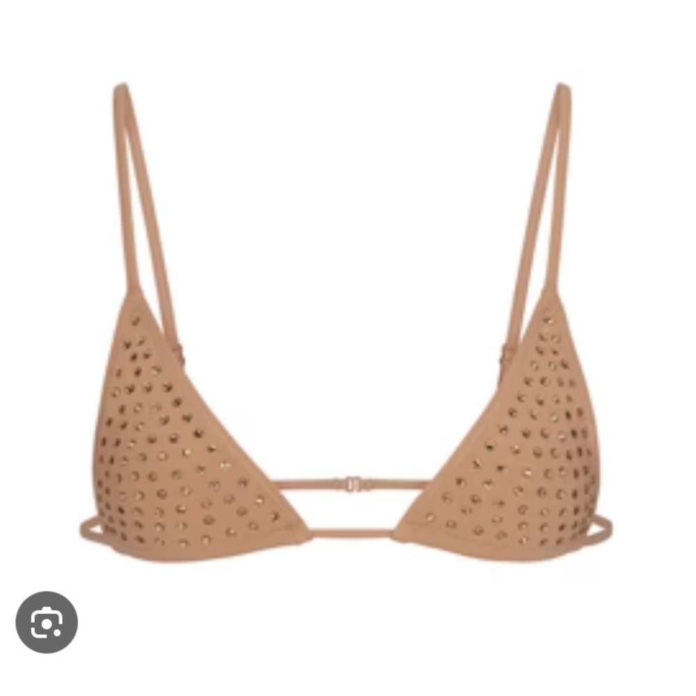 Skims Sparkle Jersey MINI TRIANGLE BRALETTE in Clay NWT